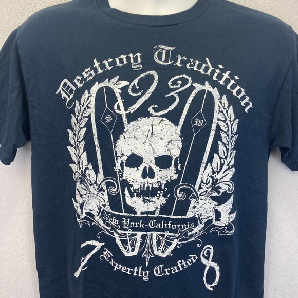 Slade Wilder Destroy Tradition Retro Y2K Style Shirt Mens Medium M Skull Blue - Picture 4 of 11